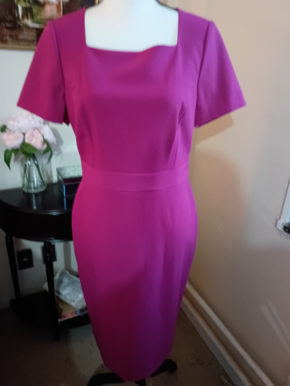 Brooks Brothers Magenta Square-Neck Midi Sheath Dress New With Tags S10